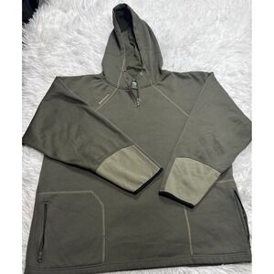 Vintage PRANA Hoodie Sweatshirt Olive Green Hiking Camping Outdoor Men 2XL XXL